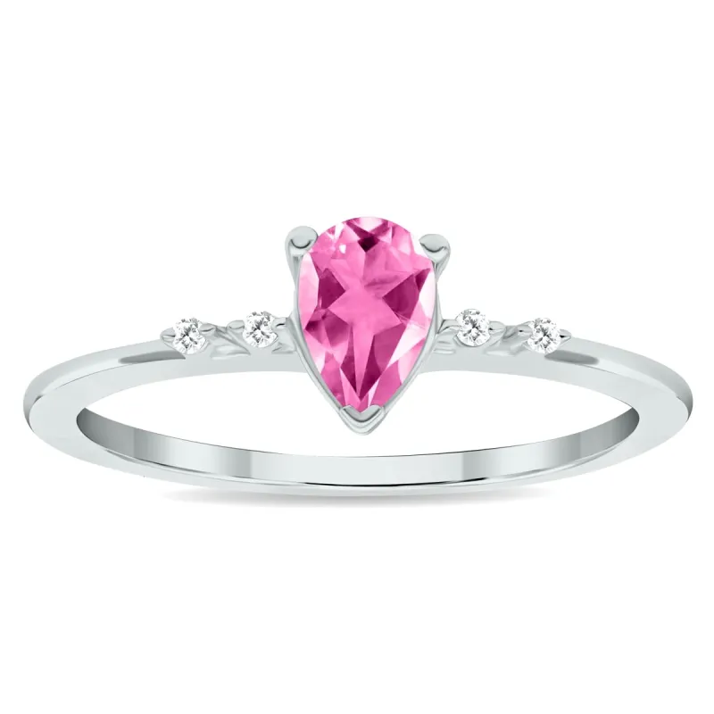Women's Pink Topaz and Diamond Sparkle Ring in 10K White Gold sold by Zulily