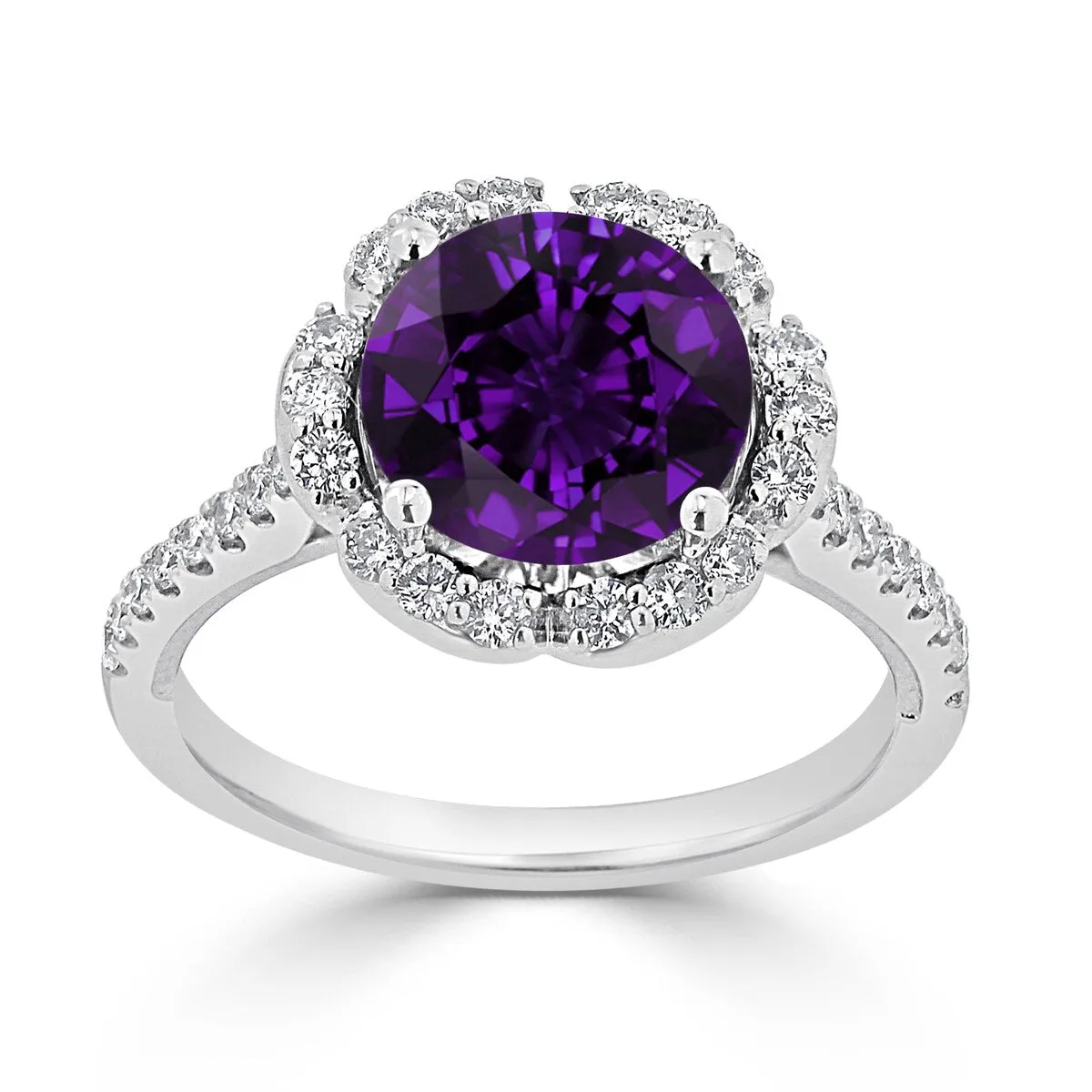 Auriya Vintage 1 7/8ct Fancy Purple Amethyst and Halo Diamond Engagement Ring 3/8ct Fancy 14k Gold sold by Zulily product image thumbnail 3