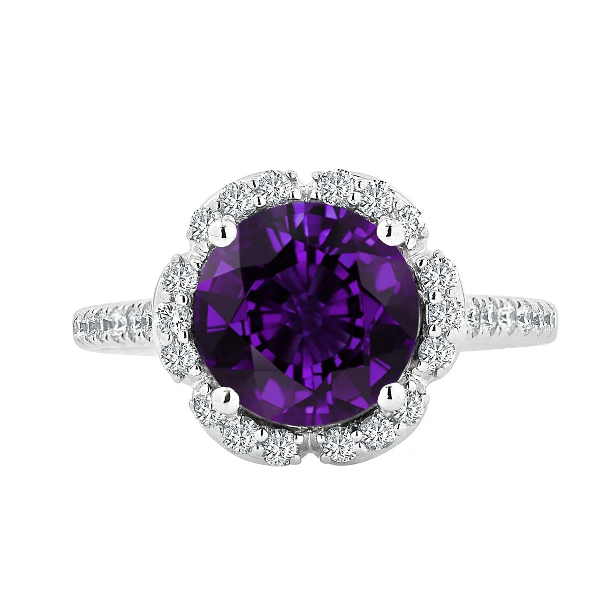 Auriya Vintage 1 7/8ct Fancy Purple Amethyst and Halo Diamond Engagement Ring 3/8ct Fancy 14k Gold sold by Zulily product image thumbnail 2