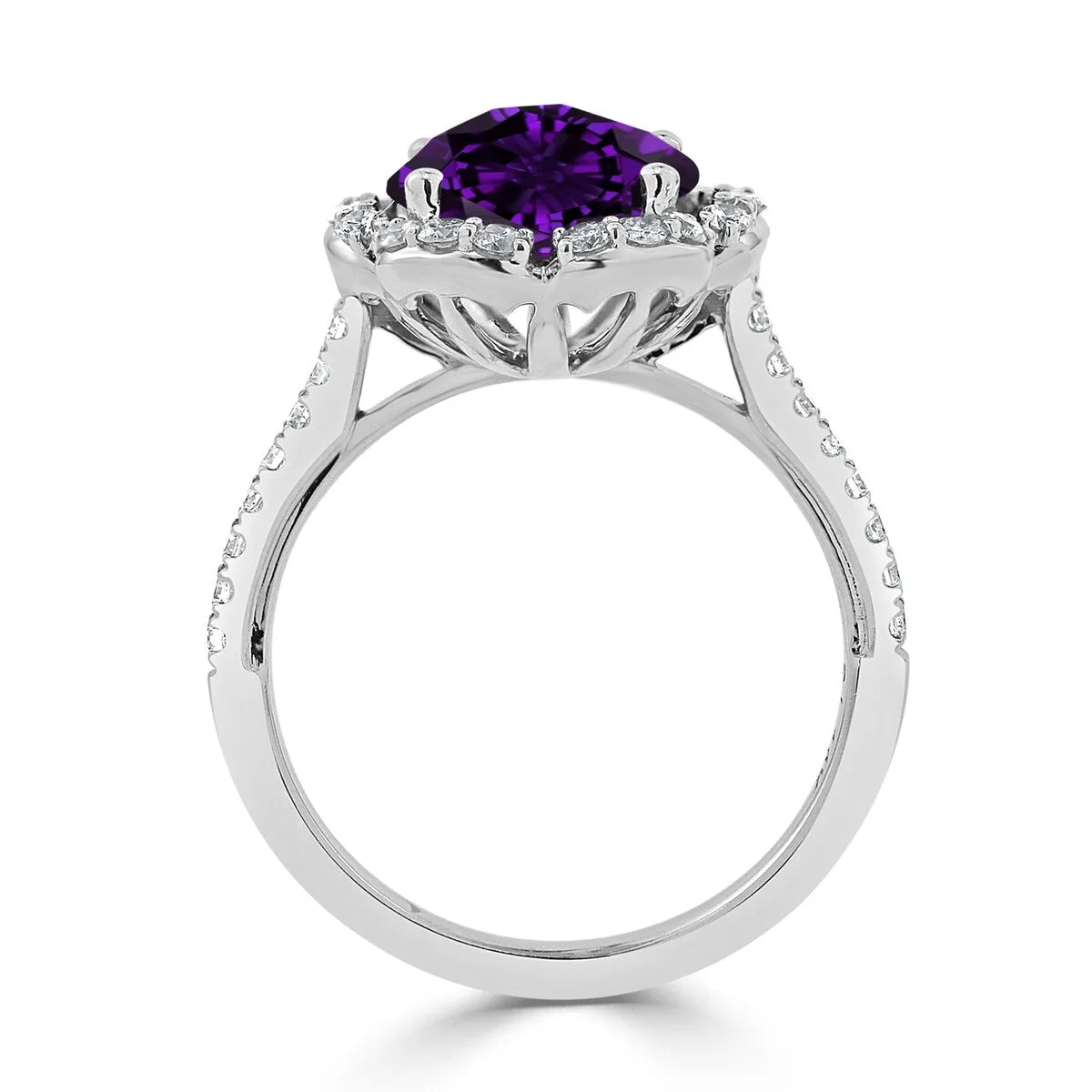 Auriya Vintage 1 7/8ct Fancy Purple Amethyst and Halo Diamond Engagement Ring 3/8ct Fancy 14k Gold sold by Zulily product image thumbnail 5