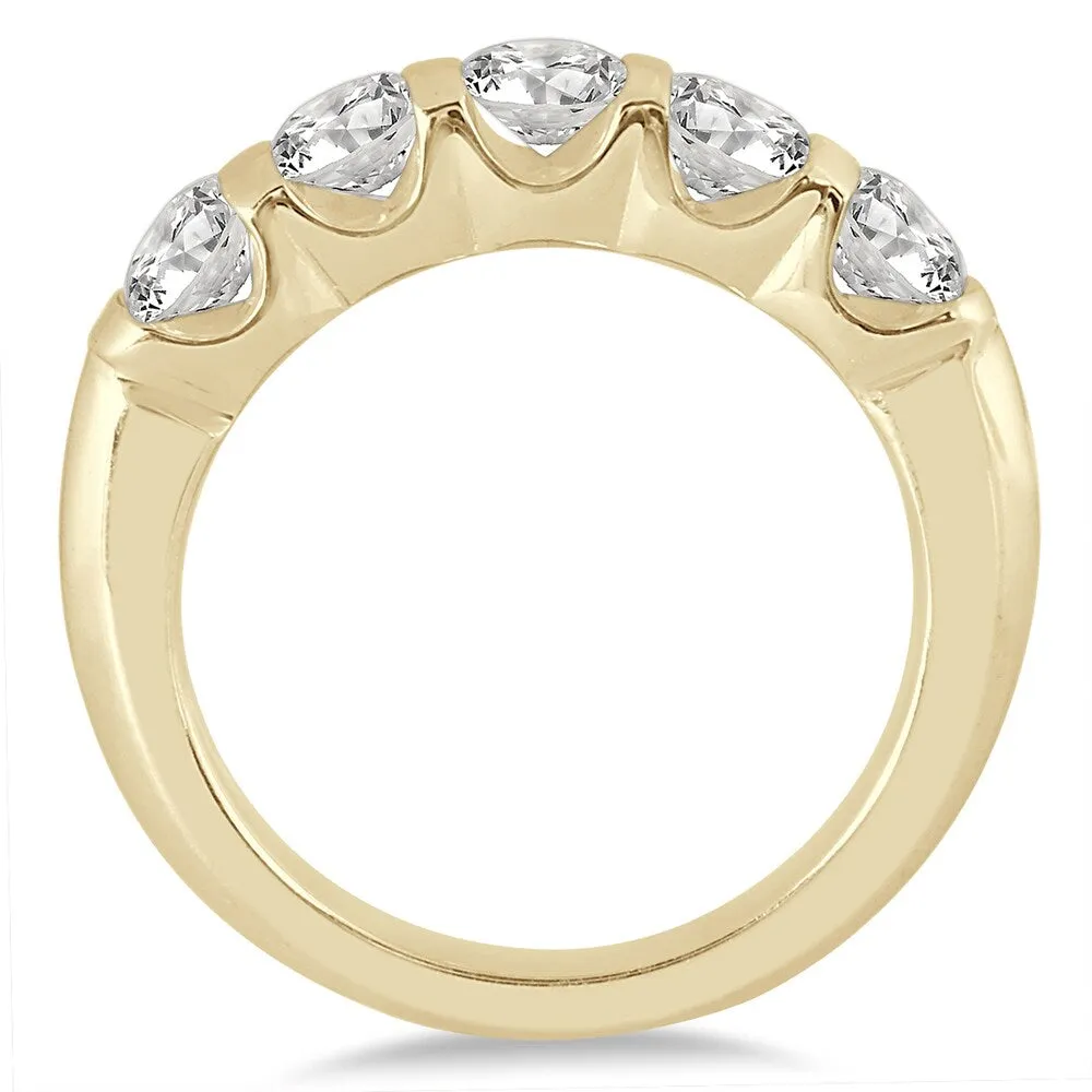 Marquee Jewels 14K Yellow Gold 1 1/2ct TDW 5-Stone Diamond Band (J-K, I2-I3) sold by Zulily product image thumbnail 2