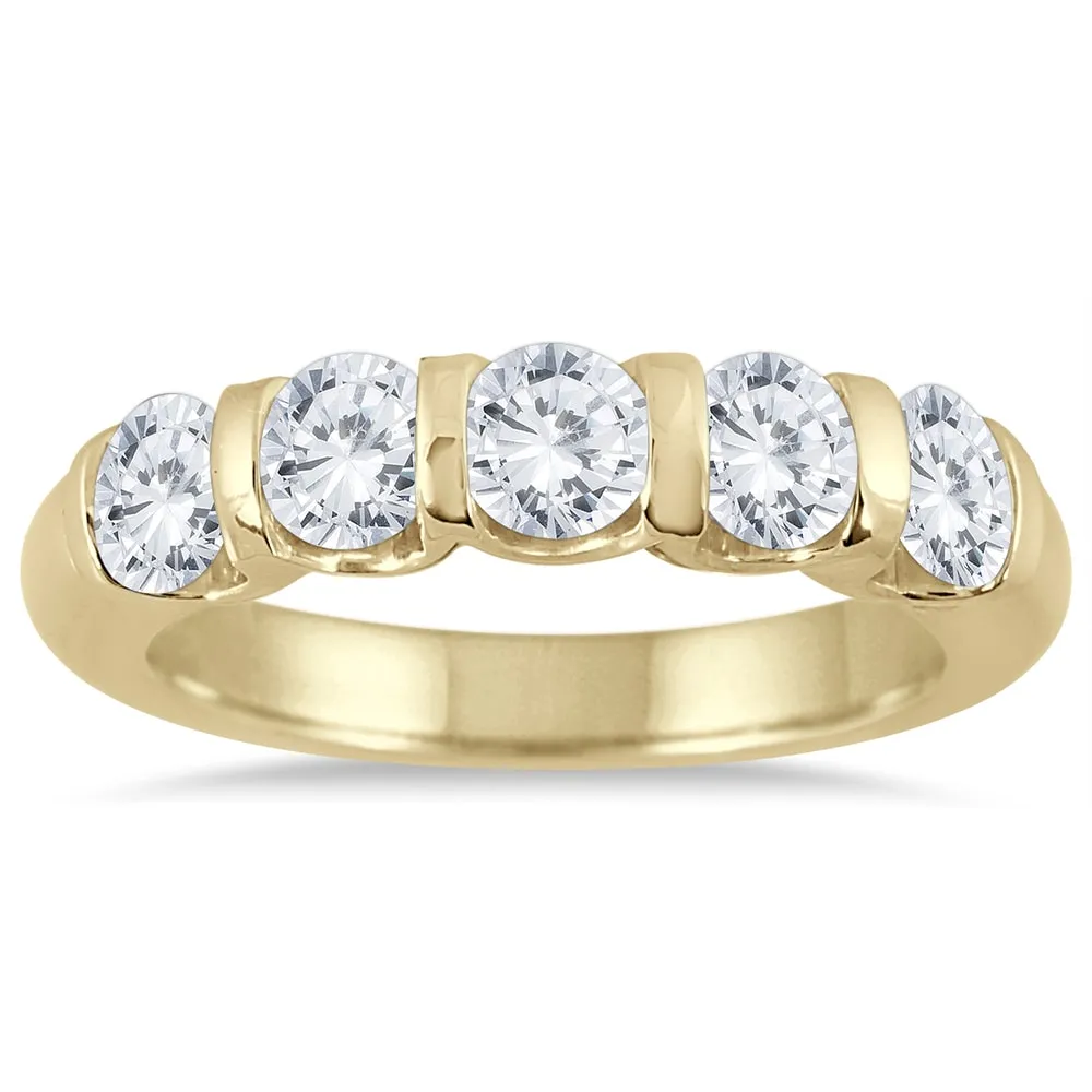 Marquee Jewels 14K Yellow Gold 1 1/2ct TDW 5-Stone Diamond Band (J-K, I2-I3) sold by Zulily