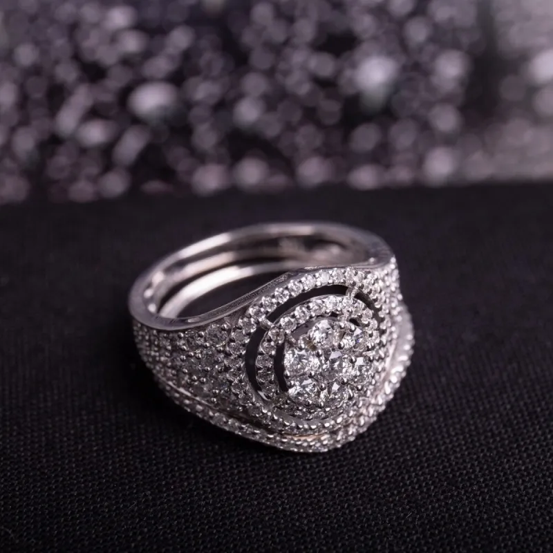 Miadora Signature Collection 14k White Gold 1 1/2ct TDW Diamond Double Halo Cluster Bridal Set sold by Zulily