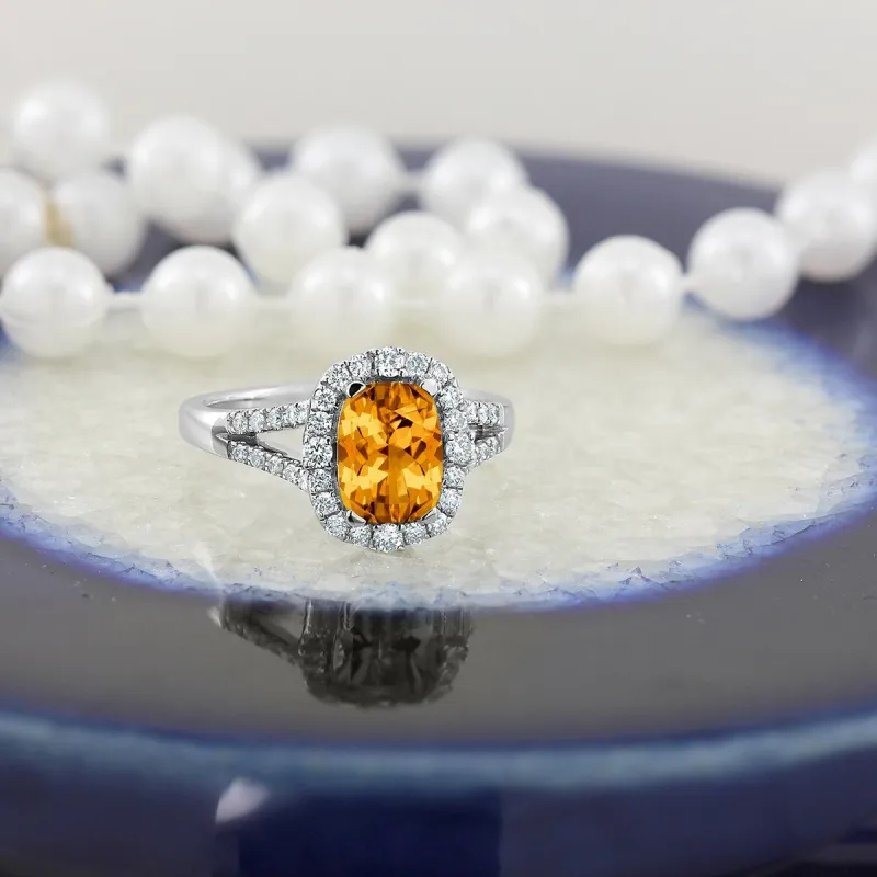 Auriya 1 3/4ct Cushion-cut Citrine Halo Diamond Engagement Ring 3/8cttw 14k Gold sold by Zulily