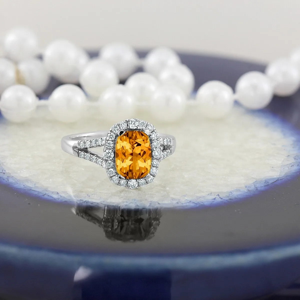 Auriya 1 3/4ct Cushion-cut Citrine Halo Diamond Engagement Ring 3/8cttw 14k Gold sold by Zulily