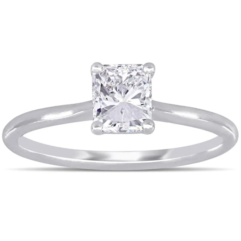 Miadora 18k White Gold 1ct TDW Radiant-Cut Diamond Solitaire Engagement Ring sold by Zulily