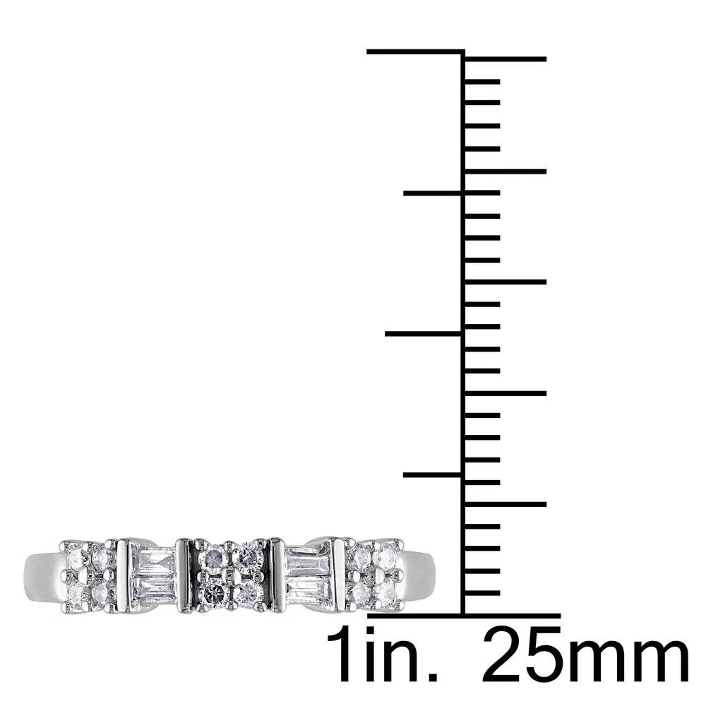 Miadora 10k White Gold 1/4ct TDW Channel-set Baguette and Round-cut Diamond Stackable Anniversary/ W sold by Zulily product image thumbnail 3