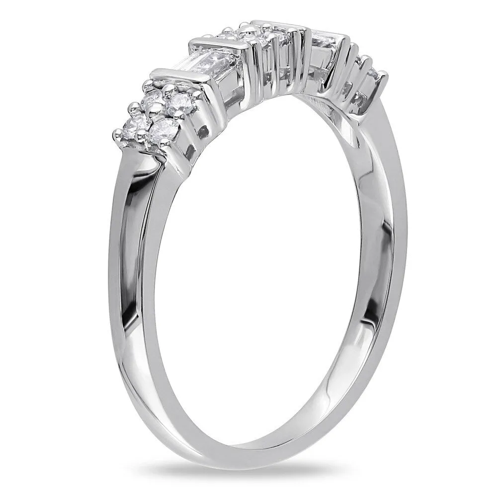 Miadora 10k White Gold 1/4ct TDW Channel-set Baguette and Round-cut Diamond Stackable Anniversary/ W sold by Zulily product image thumbnail 2