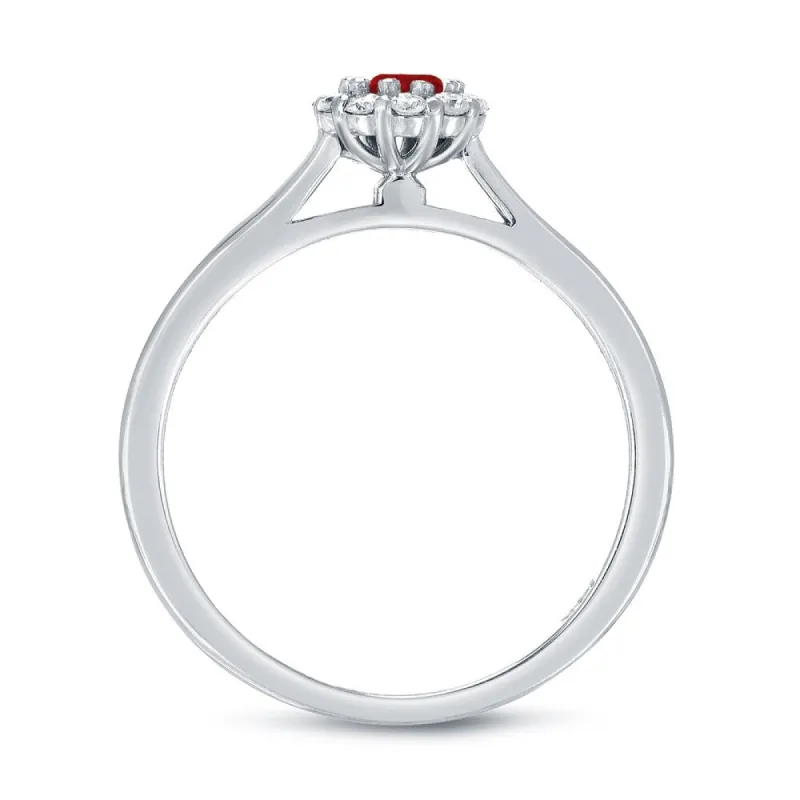 Auriya 14k Gold 1/6ct Ruby and 1/6ct TDW Diamond Halo Engagement Ring sold by Zulily