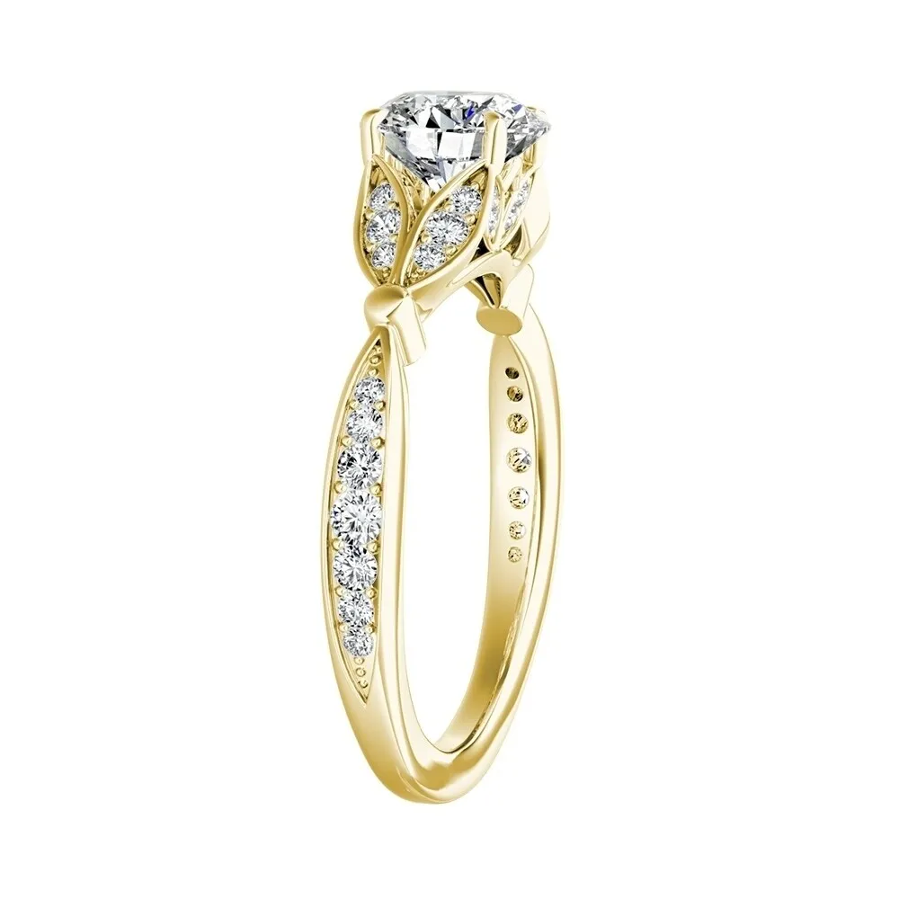 Auriya 14k Gold Floral 2 1/2ct Round Moissanite and 1/4ctw Diamond Engagement Ring sold by Zulily product image thumbnail 5