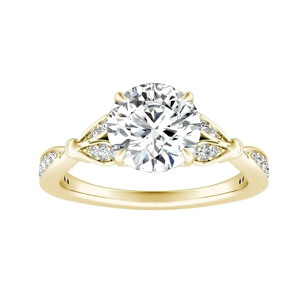Auriya 14k Gold Floral 2 1/2ct Round Moissanite and 1/4ctw Diamond Engagement Ring sold by Zulily product image thumbnail 2