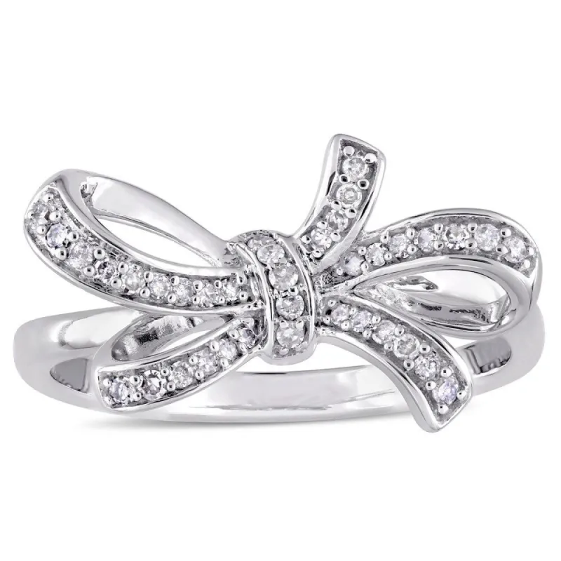 Miadora Signature Collection 10k White Gold 1/6ct TDW Diamond Double Knot Bow Ring made by Zulily