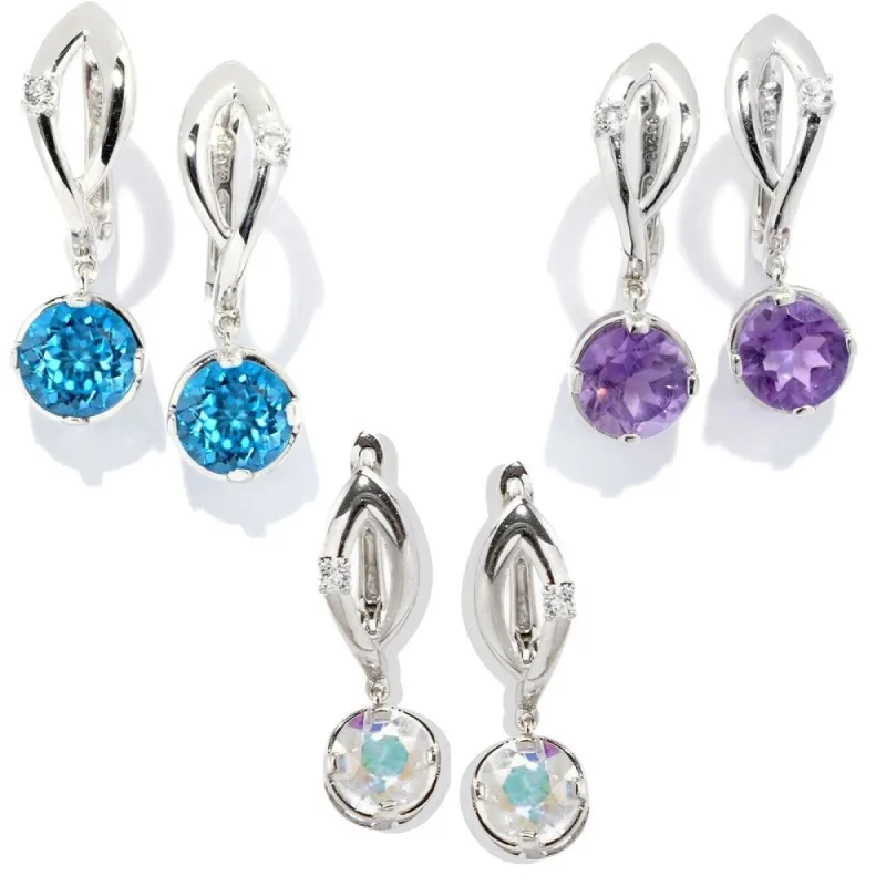 Sterling silver choice of gemstone dangling earrings sold by Zulily