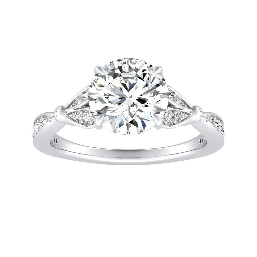 Auriya 14k Gold Floral 2 1/2ct Round Moissanite and 1/4ctw Diamond Engagement Ring sold by Zulily product image thumbnail 3