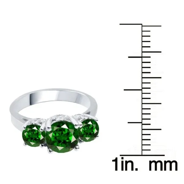 Sterling Silver Round Green Emerald Three stone Ring sold by Zulily product image thumbnail 3