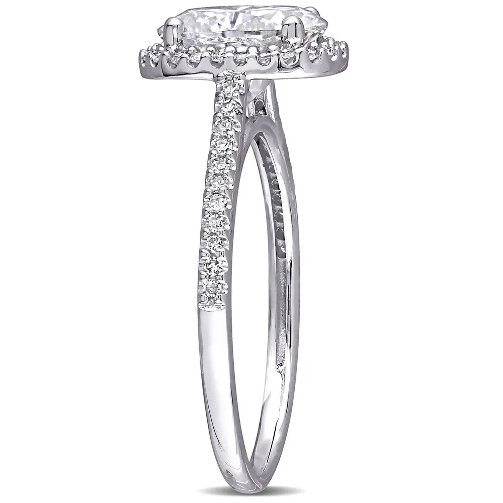 Miadora 2ct DEW Oval-cut Moissanite and 1/4ct TDW Diamond Halo Engagement Ring in 14k White Gold sold by Zulily product image thumbnail 3