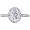 Miadora 2ct DEW Oval-cut Moissanite and 1/4ct TDW Diamond Halo Engagement Ring in 14k White Gold sold by Zulily