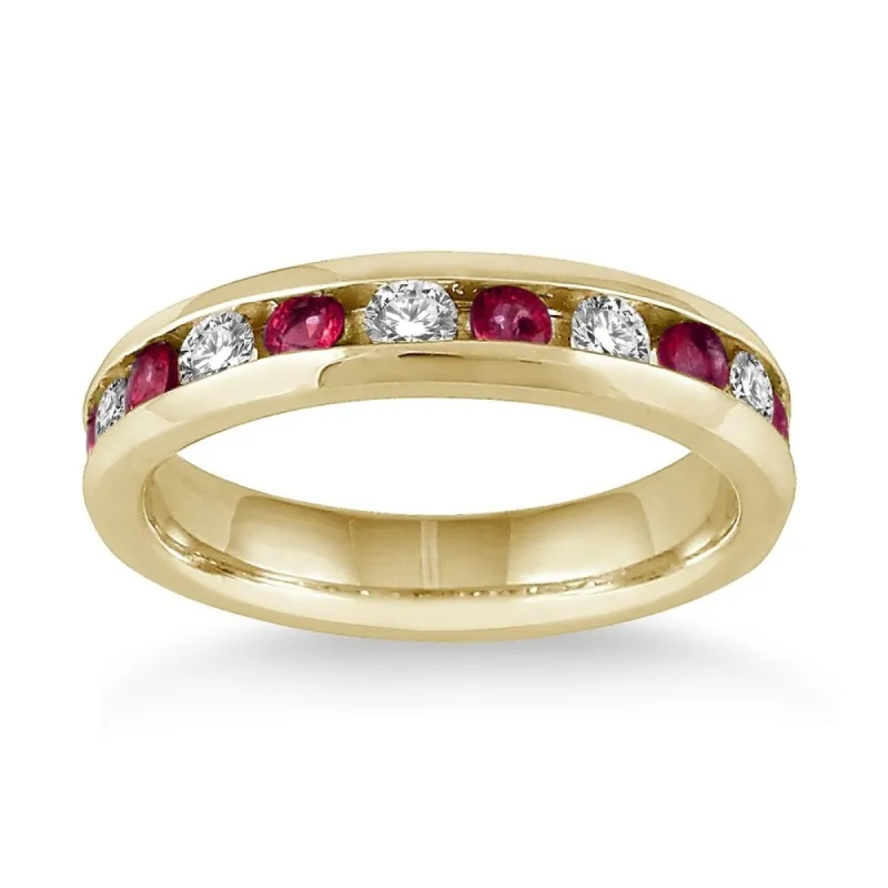 3/4 Carat Ruby and Diamond Band in 14k Yellow Gold sold by Zulily