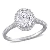 Miadora 2ct DEW Oval-cut Moissanite and 1/4ct TDW Diamond Halo Engagement Ring in 14k White Gold sold by Zulily