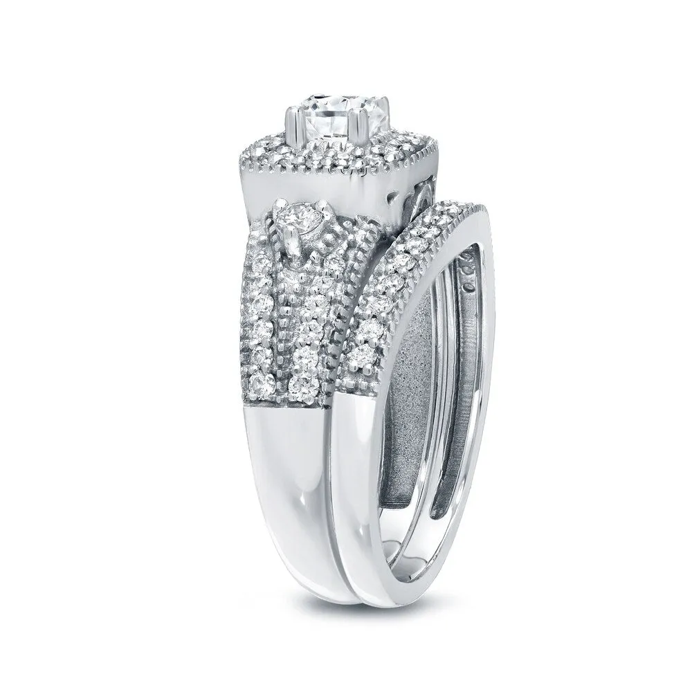 Auriya Vintage Inspired 3/4ctw Round Halo Diamond Engagement Ring Set 14k Gold sold by Zulily product image thumbnail 5