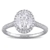 Miadora 2ct DEW Oval-cut Moissanite and 1/4ct TDW Diamond Halo Engagement Ring in 14k White Gold sold by Zulily