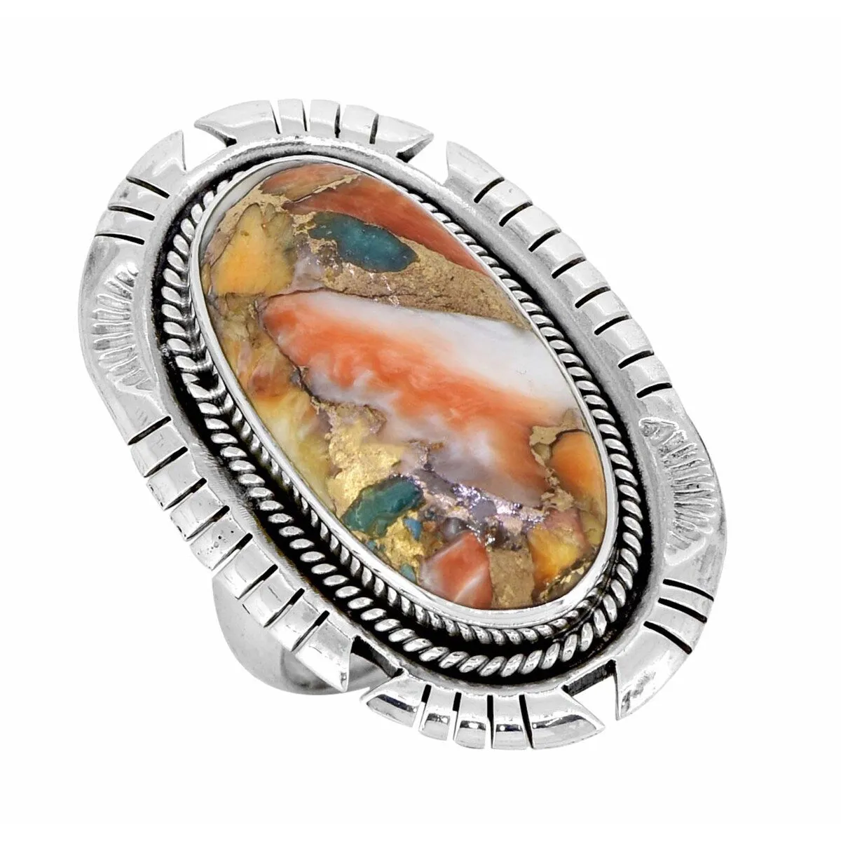 Blue Orange Oyster Turquoise Sterling Silver Ring sold by Zulily