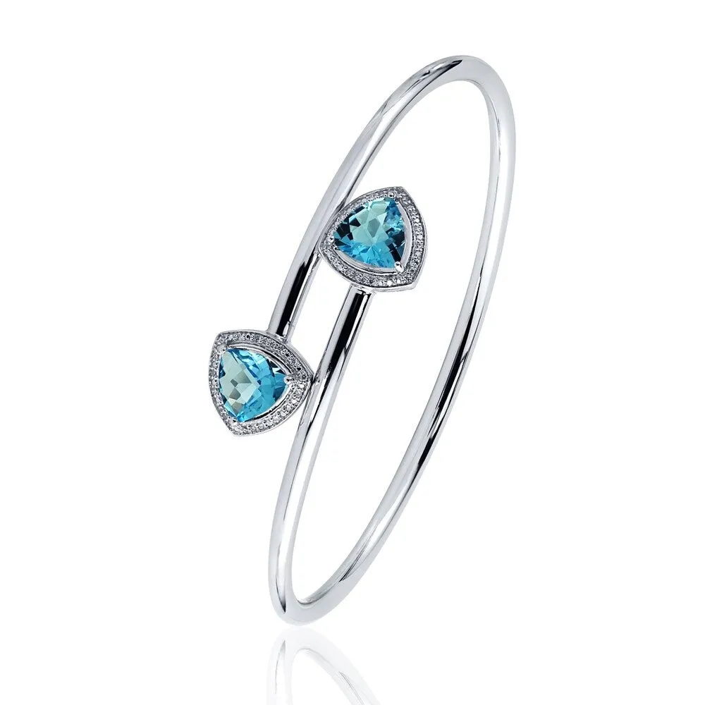Auriya 3 3/4ct Trillion-Cut Swiss-Blue Topaz Gold over Silver Bangle Bracelet with Diamond Accents sold by Zulily product image thumbnail 4