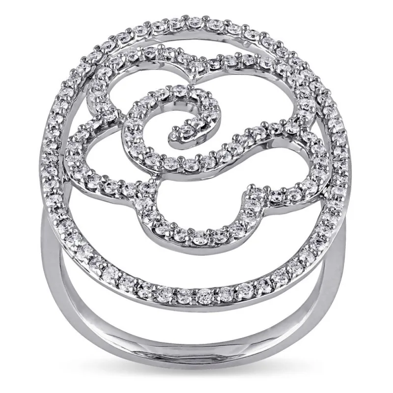 Miadora Signature Collection 14k White Gold 3/5ct TDW Diamond Open Flower Ring sold by Zulily