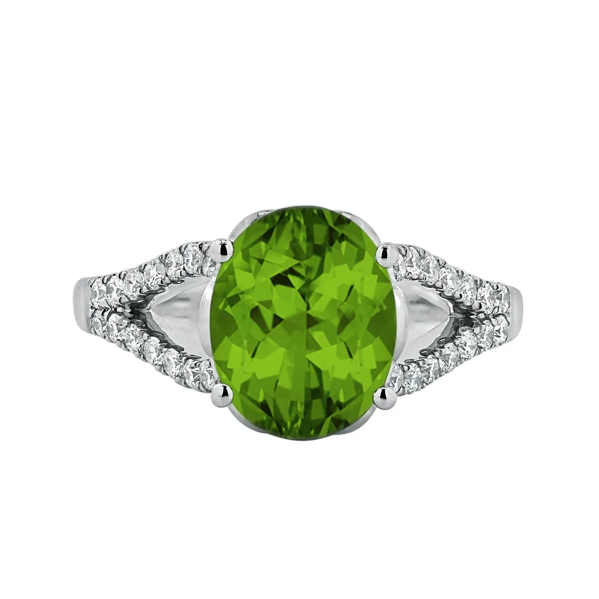 Auriya 3 1/3ct Fancy Oval Peridot and Diamond Engagement Ring 1/3cttw 14k Gold sold by Zulily product image thumbnail 2