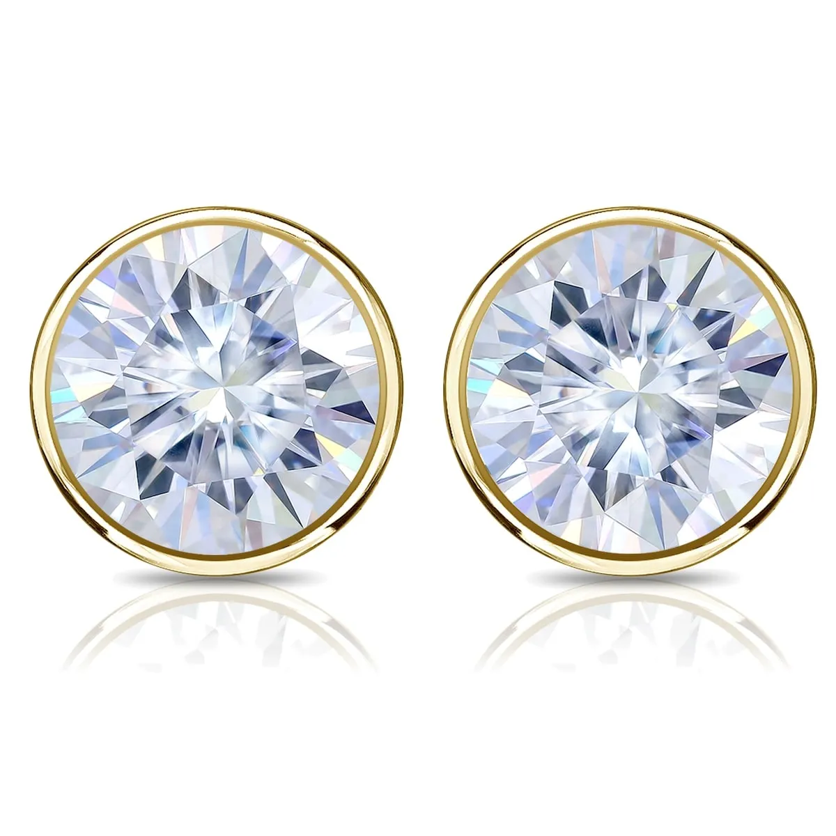 Auriya 14k Gold 3ctw Bezel-set Round Moissanite Stud Earrings - 7.4 mm sold by Zulily product image thumbnail 5