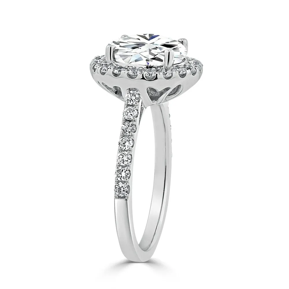 Round 2ct Moissanite and 3/8ct TDW Diamond Halo Engagement Ring by Auriya 14k Gold sold by Zulily product image thumbnail 3