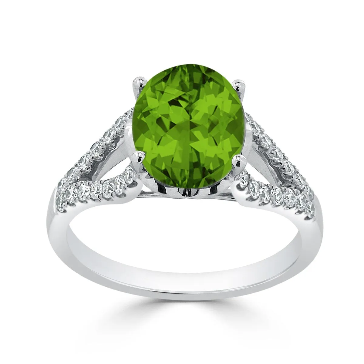 Auriya 3 1/3ct Fancy Oval Peridot and Diamond Engagement Ring 1/3cttw 14k Gold sold by Zulily product image thumbnail 3