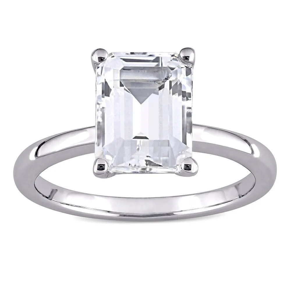Miadora 10k White Gold Emerald-cut Created White Sapphire Solitaire Engagement Ring sold by Zulily product image thumbnail 2