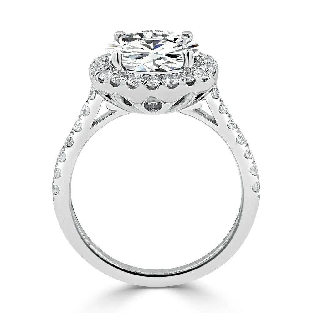 Round 2ct Moissanite and 3/8ct TDW Diamond Halo Engagement Ring by Auriya 14k Gold sold by Zulily product image thumbnail 4