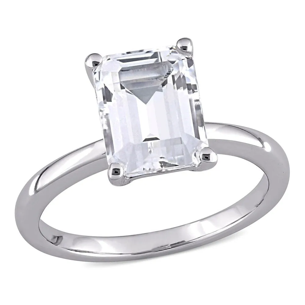 Miadora 10k White Gold Emerald-cut Created White Sapphire Solitaire Engagement Ring sold by Zulily