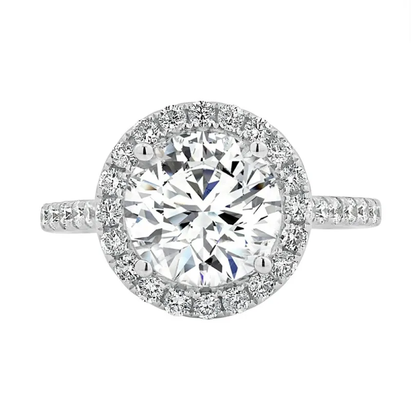 Round 2ct Moissanite and 3/8ct TDW Diamond Halo Engagement Ring by Auriya 14k Gold sold by Zulily