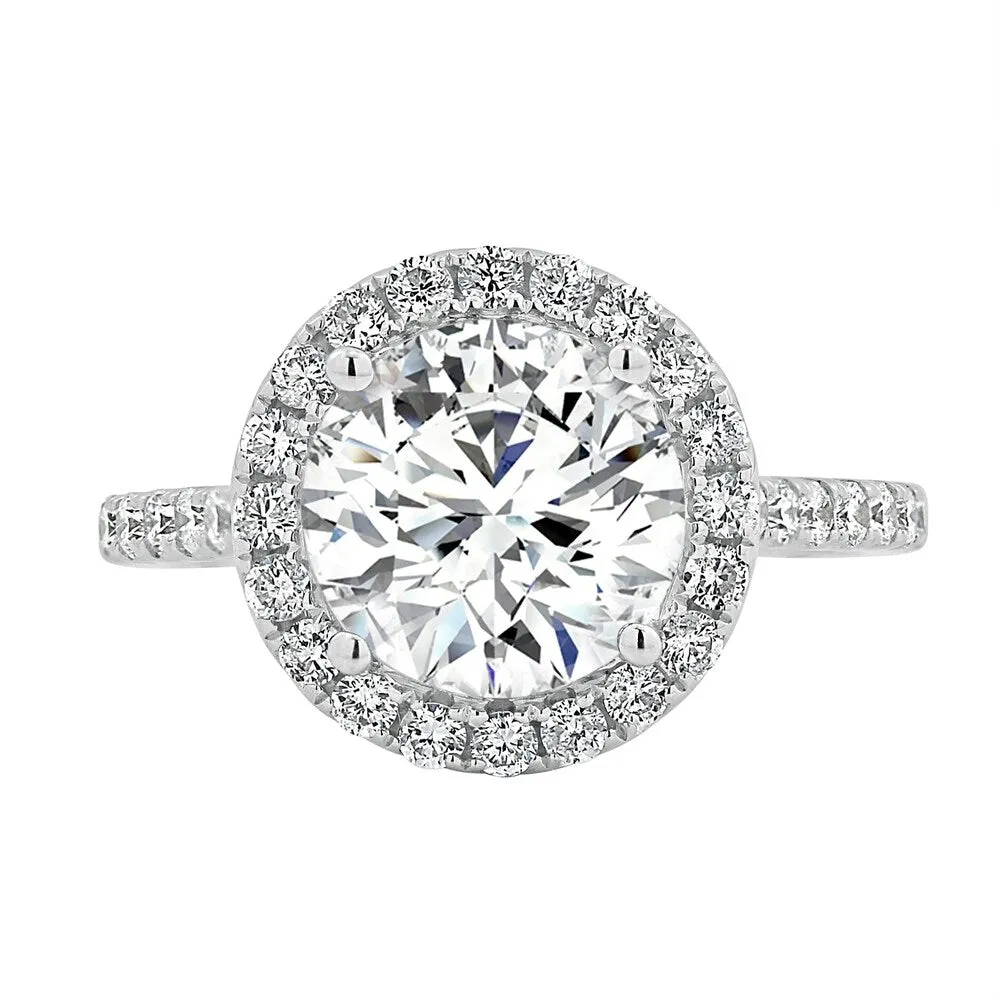 Round 2ct Moissanite and 3/8ct TDW Diamond Halo Engagement Ring by Auriya 14k Gold sold by Zulily
