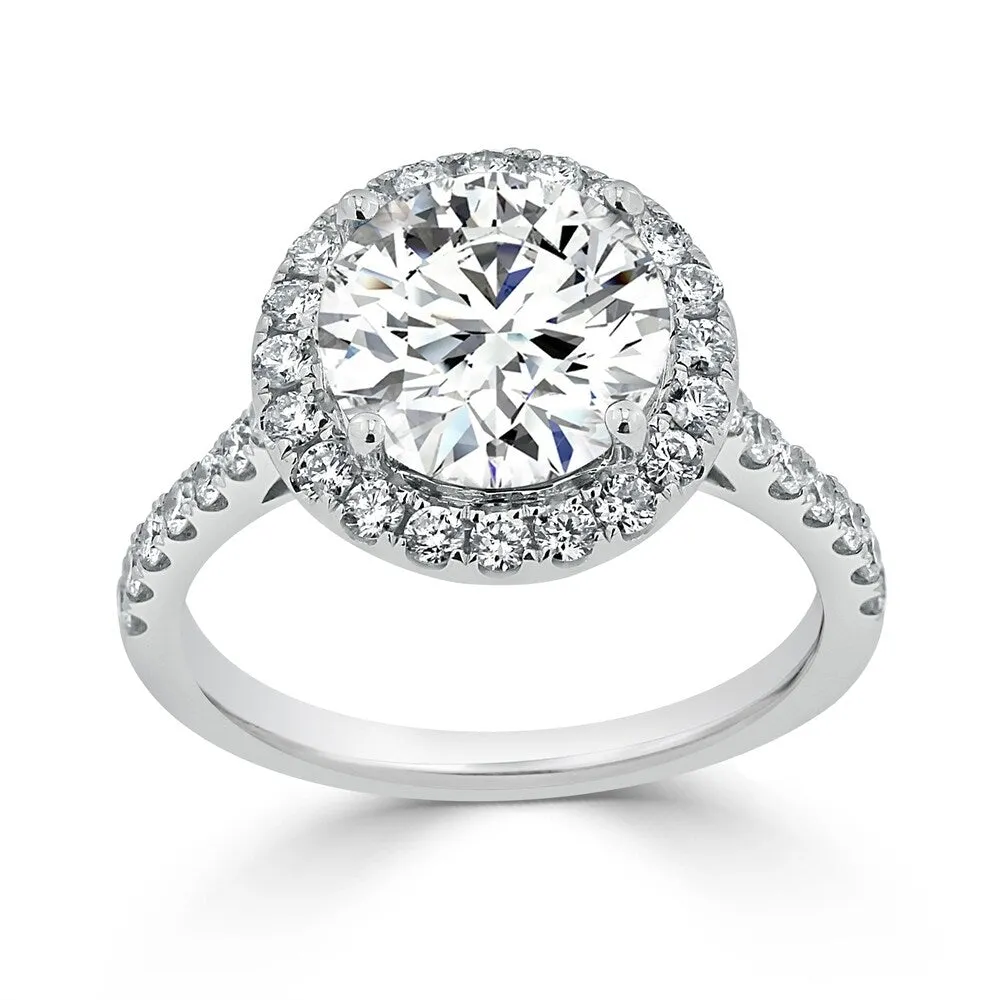 Round 2ct Moissanite and 3/8ct TDW Diamond Halo Engagement Ring by Auriya 14k Gold sold by Zulily product image thumbnail 2