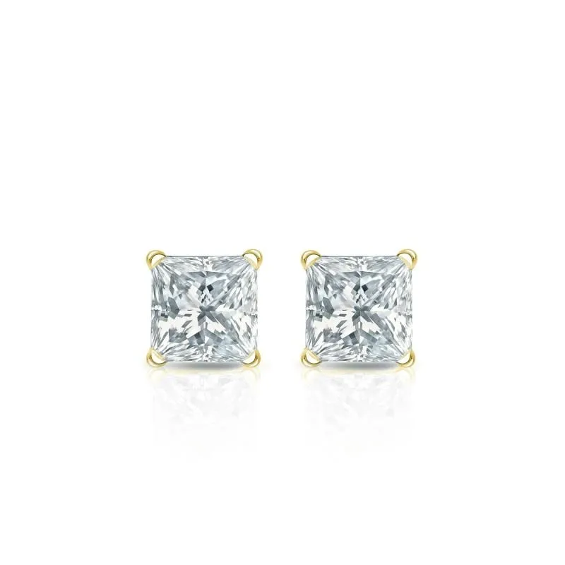 Auriya 14-karat Gold Lab Grown 0.30 carat TDW Princess Diamond Stud Earrings 4-Prong Martini Screw-back sold by Zulily product image thumbnail 4