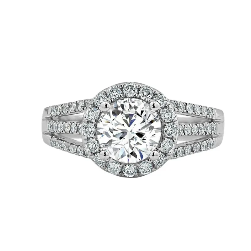 Round 1 5/8ct Moissanite and 1/2ct TDW Diamond Halo Engagement Ring sold by Zulily