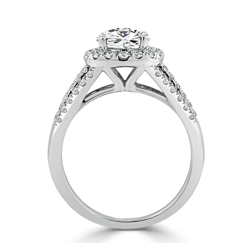 Round 1 5/8ct Moissanite and 1/2ct TDW Diamond Halo Engagement Ring sold by Zulily product image thumbnail 4
