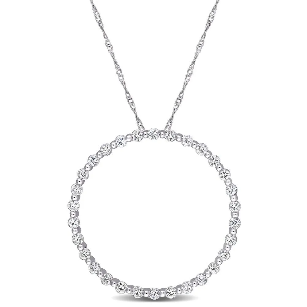 Miadora 10k White Gold White Sapphire Circle of Life Bead Necklace sold by Zulily product image thumbnail 4