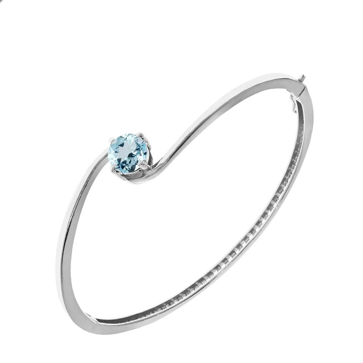 Sterling Silver with Aquamarine Solitaire Bangle Bracelet-8.0'' sold by Zulily product image thumbnail 2
