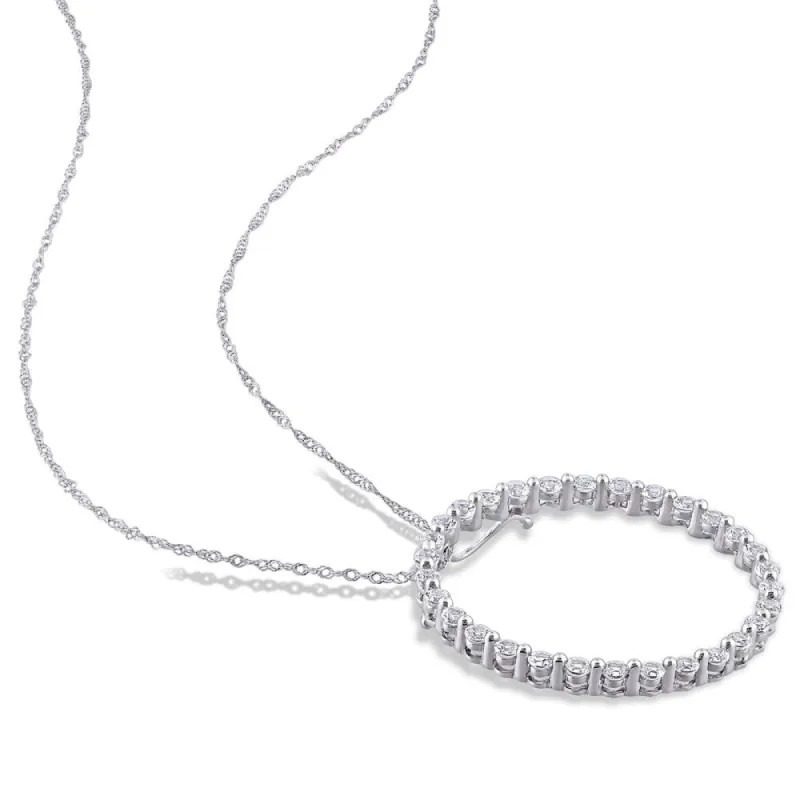 Miadora 10k White Gold White Sapphire Circle of Life Bead Necklace sold by Zulily