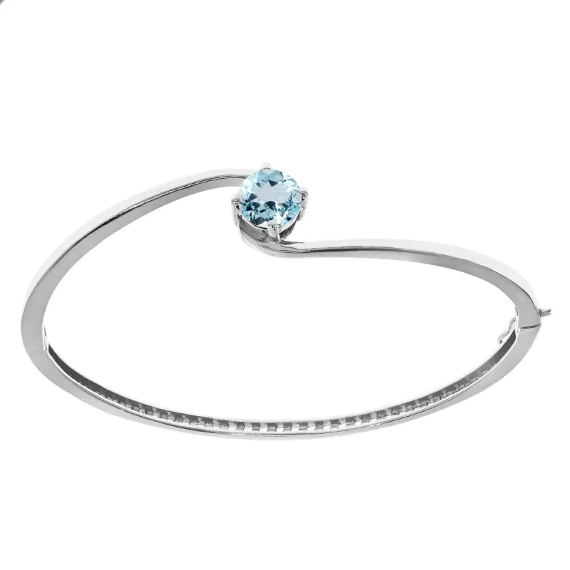 Sterling Silver with Aquamarine Solitaire Bangle Bracelet-8.0'' sold by Zulily