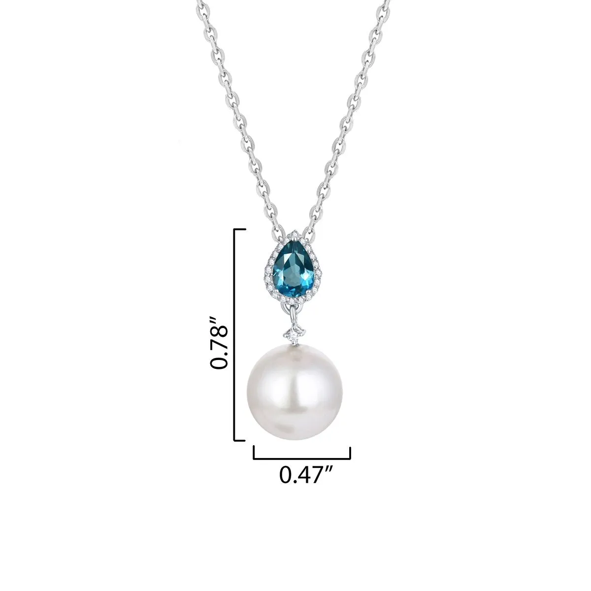 Sterling Silver Shell Pearl, Natural London Blue Topaz and White Topaz Drop Pendant with 18" Chain sold by Zulily product image thumbnail 3