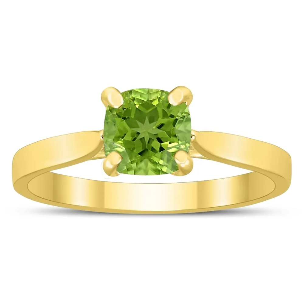 Square Princess Cut 6MM Peridot Solitaire Ring in 10K Yellow Gold sold by Zulily