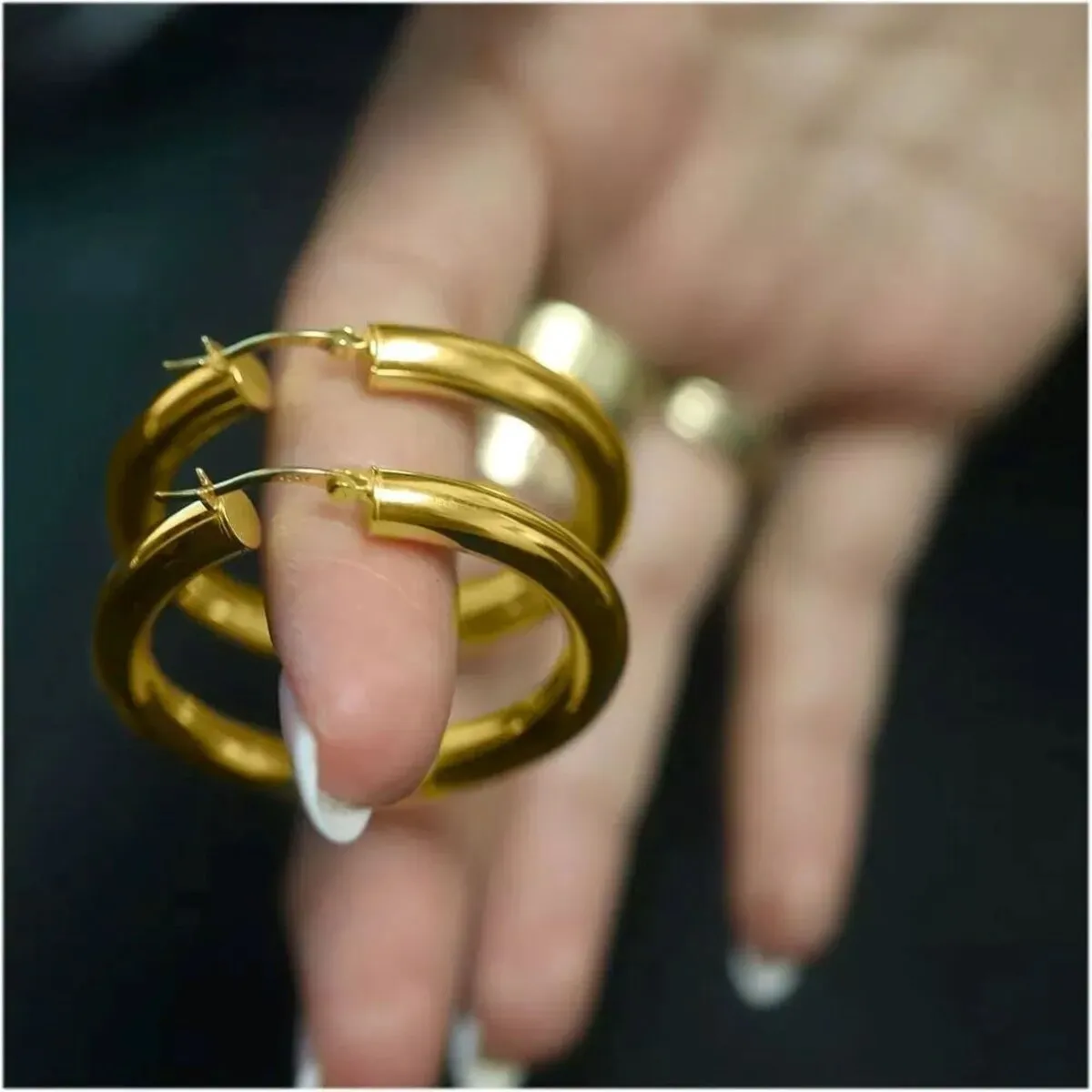 5MM Thick 925 Sterling Silver 40MM Gold French Lock Hoop Earrings sold by Zulily product image thumbnail 2