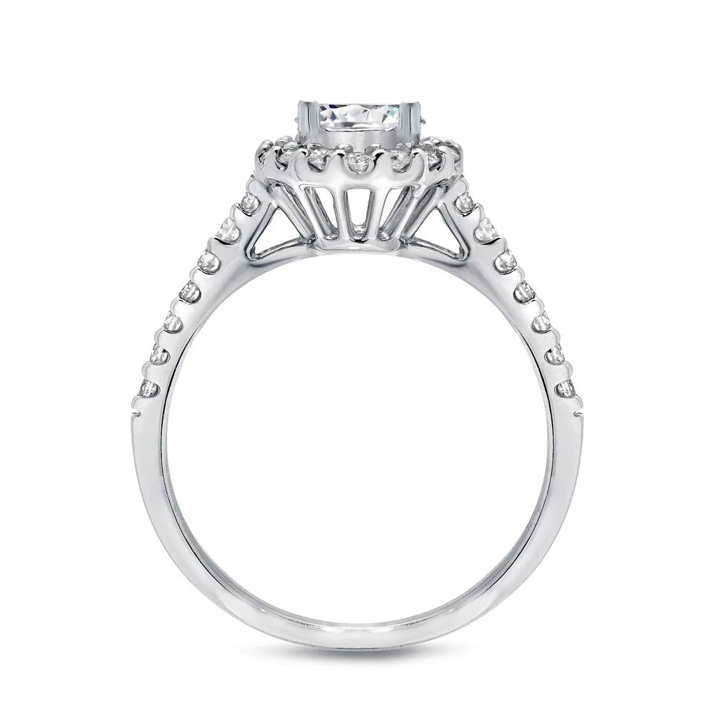 Auriya 1 1/4ct TDW Round Diamond Halo Engagement Ring Set 14k White Gold Certified sold by Zulily product image thumbnail 3
