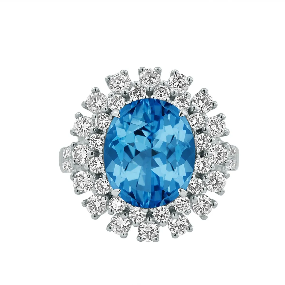 Auriya 4 3/4ct Fancy Oval Swiss Blue Topaz Halo Diamond Engagement Ring 1 3/8ctw 18K Gold sold by Zulily product image thumbnail 2